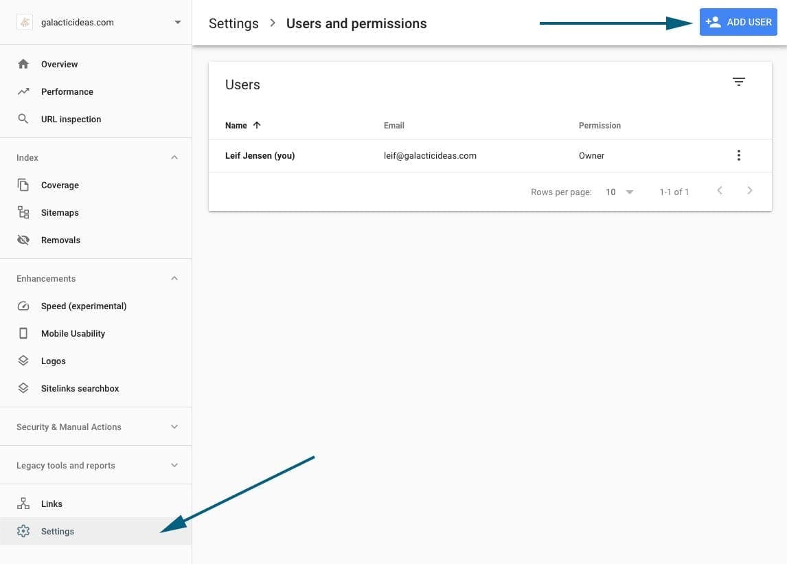 Add User to Google Search Console