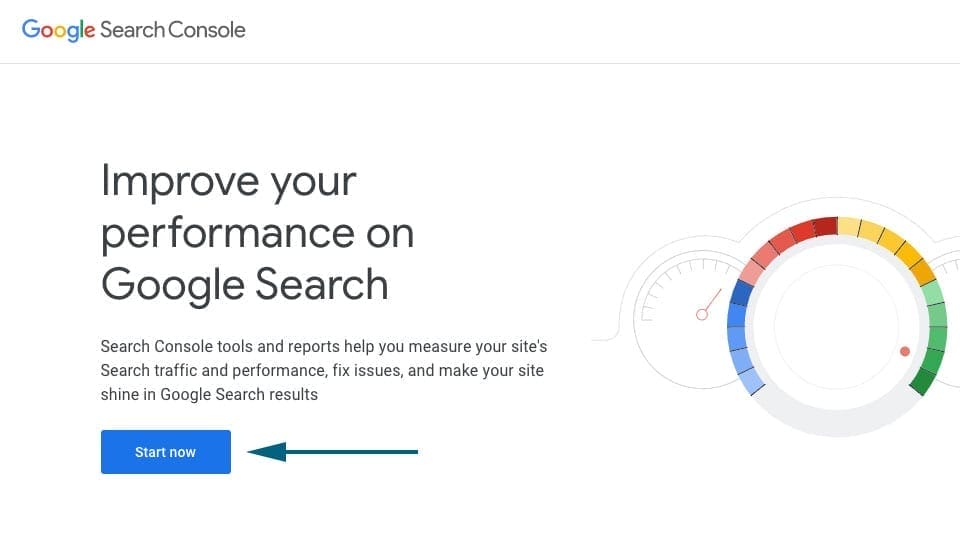 Google Search Console Start Now button