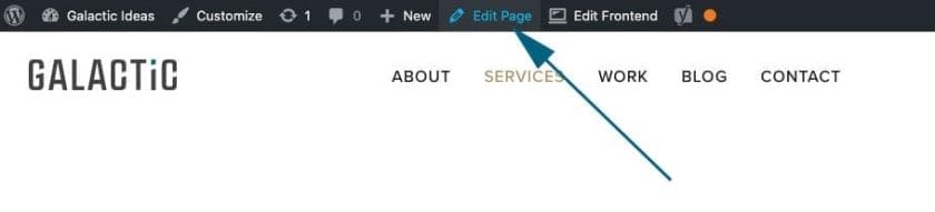an example of how to edit a page on WP engine