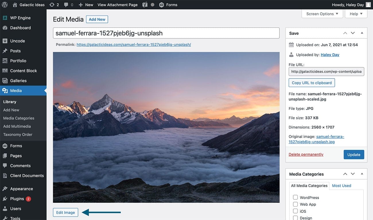 A visually appealing screenshot of the wordpress image editor showcasing a user-friendly User Interface.