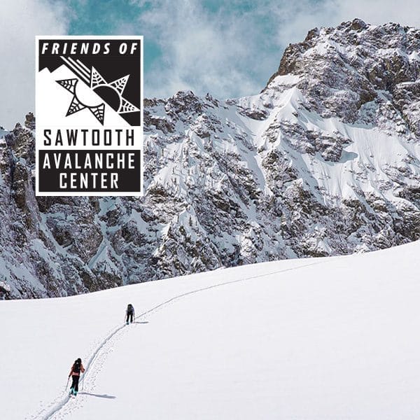 Two touring skiers in the Sawtooth Mountains Idaho